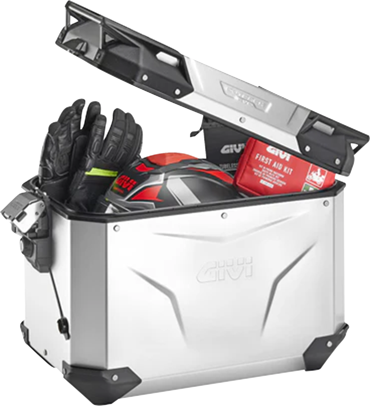 GIVI Outback Evo Side Case - Left - 48 Liter Silver Anodized OBKEV48AAL
