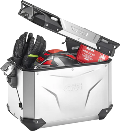 GIVI Outback Evo Side Case - Left - 48 Liter Silver Anodized OBKEV48AAL