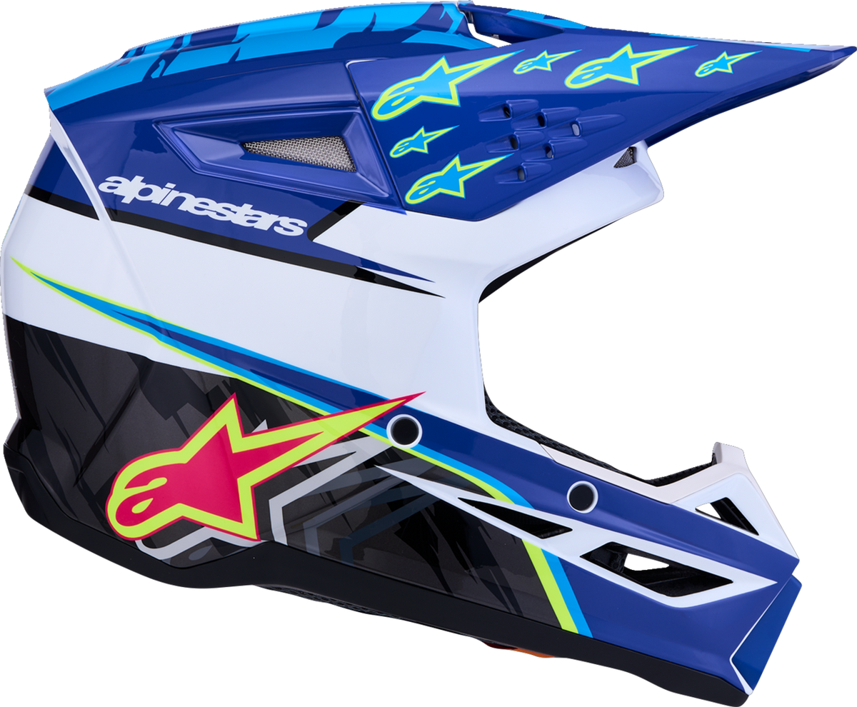 ALPINESTARS Youth SM3 Helmet - Falcon - Blue/White/Black/Pink Fluo - Large 8301327-7347- YL