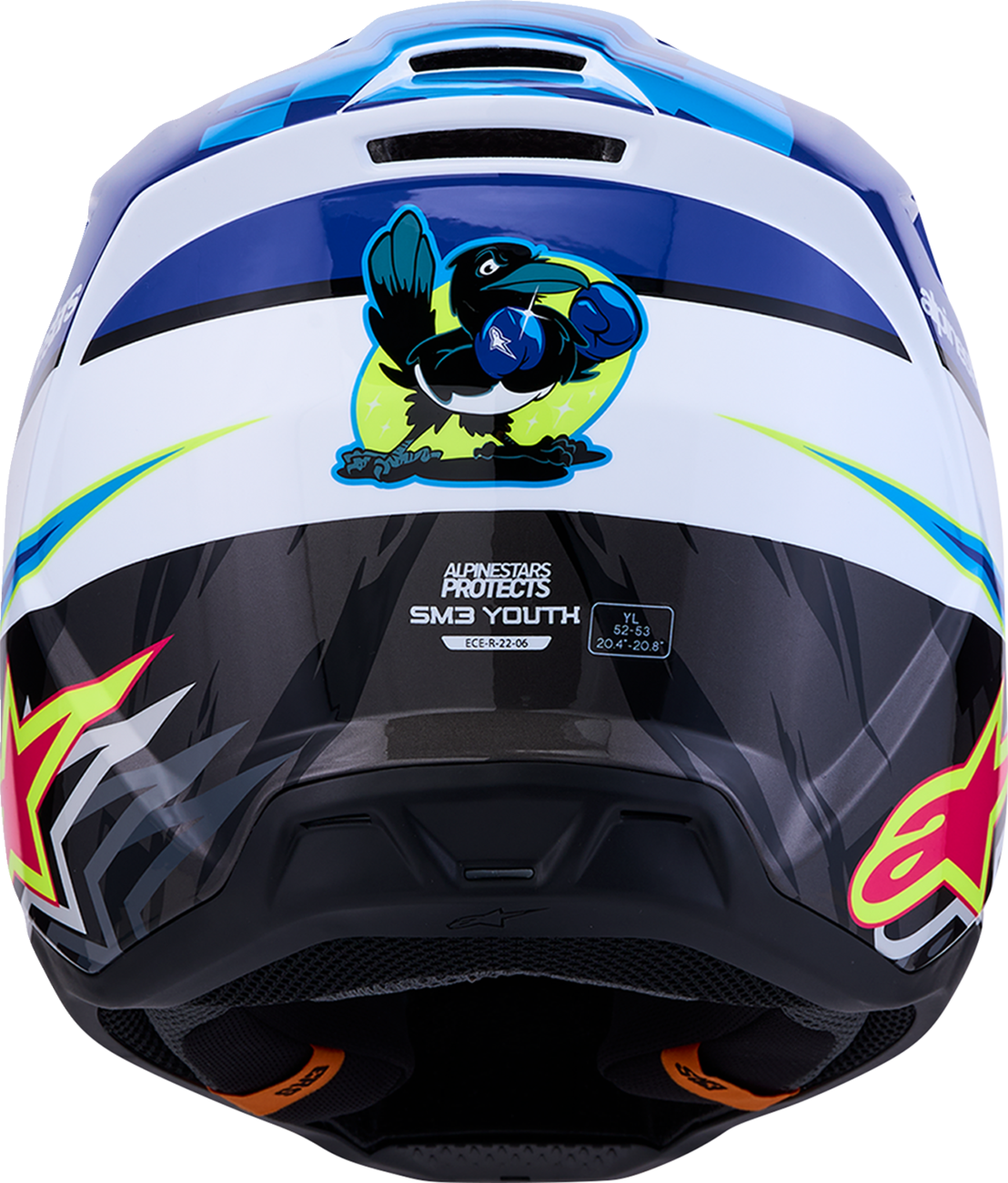 ALPINESTARS Youth SM3 Helmet - Falcon - Blue/White/Black/Pink Fluo - Large 8301327-7347- YL