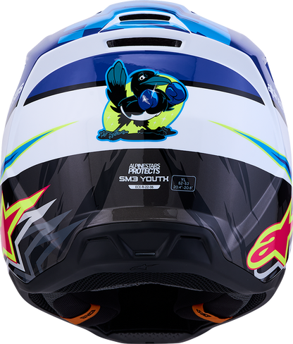 ALPINESTARS Youth SM3 Helmet - Falcon - Blue/White/Black/Pink Fluo - Large 8301327-7347- YL