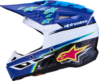 ALPINESTARS Youth SM3 Helmet - Falcon - Blue/White/Black/Pink Fluo - Large 8301327-7347- YL