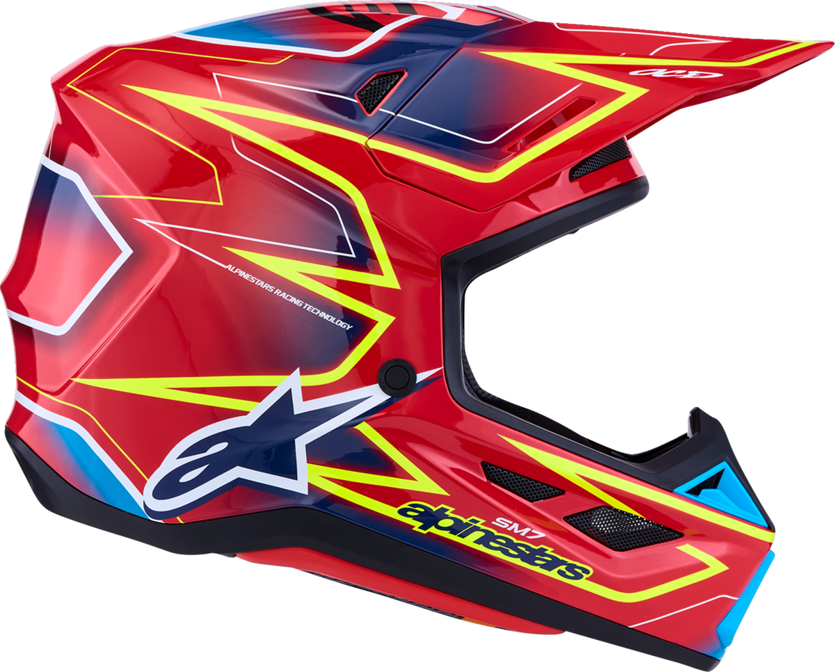 ALPINESTARS SM7 Helmet - Cast - Red/Yellow Fluo/Blue - XS 8302626-3226-XS