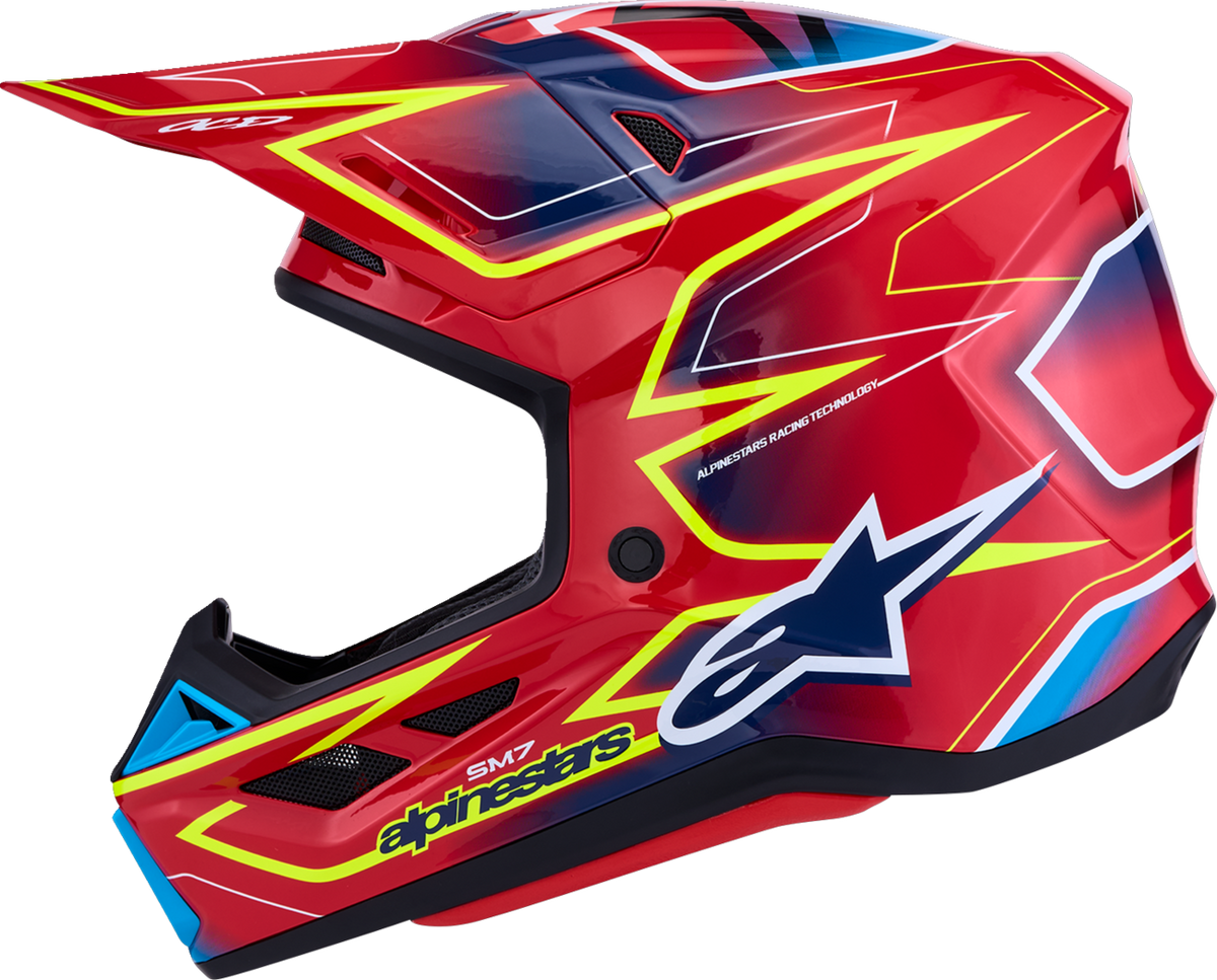 ALPINESTARS SM7 Helmet - Cast - Red/Yellow Fluo/Blue - XS 8302626-3226-XS