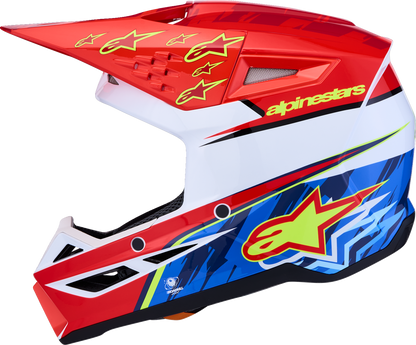 ALPINESTARS Youth SM3 Helmet - Falcon - Red Fluo/White/Blue/Yellow Fluo - Medium 8301327-3206- YM