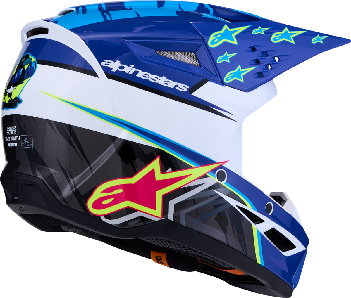 ALPINESTARS Youth SM3 Helmet - Falcon - Blue/White/Black/Pink Fluo - Medium 8301327-7347- YM