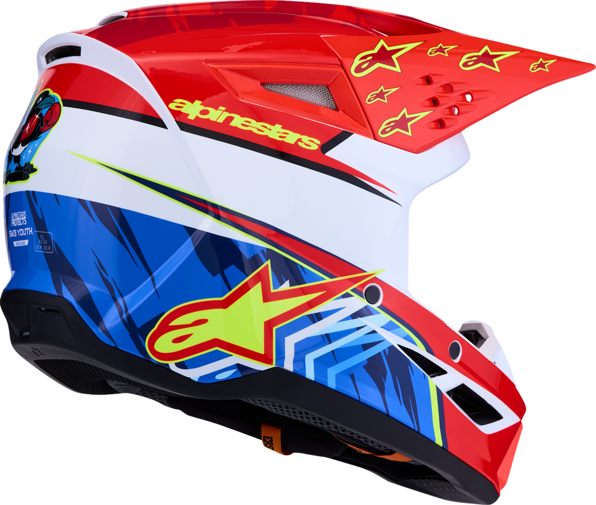 ALPINESTARS Youth SM3 Helmet - Falcon - Red Fluo/White/Blue/Yellow Fluo - Small 8301327-3206- YS