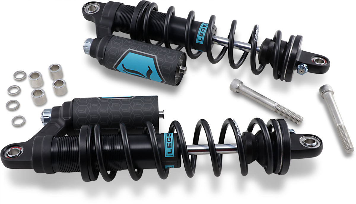 Legend Suspension Revo ARC Piggyback Shocks - 14 Inch Heavy Duty Black for Harley Davidson Dyna 1999-2017 - Part #1310-1893