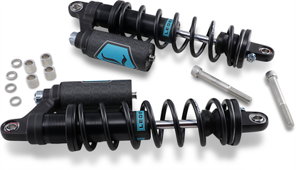 Legend Suspension Revo ARC Piggyback Shocks - 14 Inch Heavy Duty Black for Harley Davidson Dyna 1999-2017 - Part #1310-1893