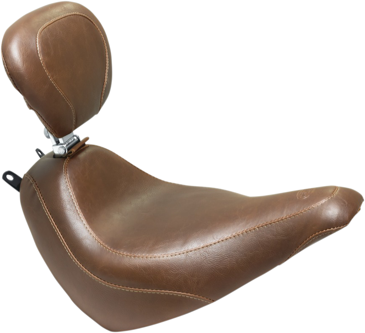 MUSTANG Wide Tripper™ Seat - with Driver's Backrest - Brown Stitch 83001