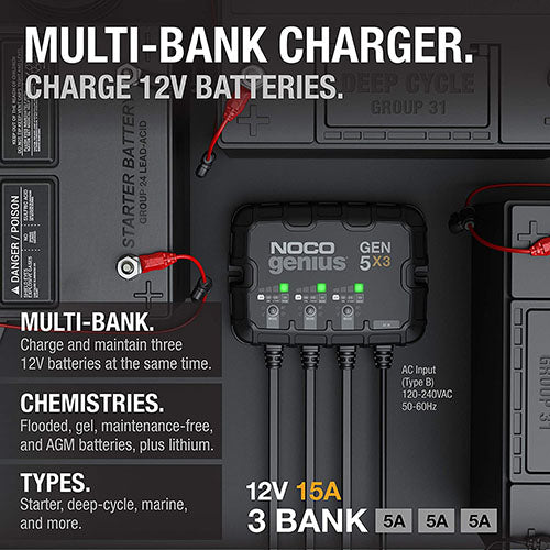 3-BANK 15A ONBOARD BATTERY CHARGER