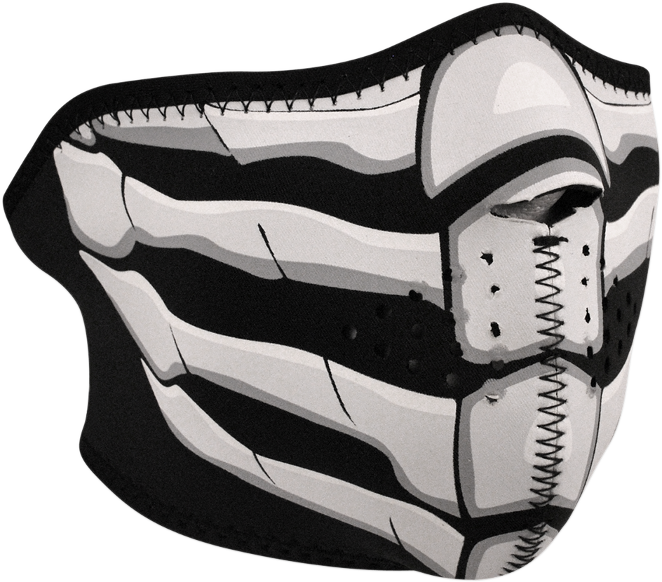 ZAN HEADGEAR Bonebreath Glow In The Dark Half Mask WNFM168HG – Water-Resistant Neoprene Face Cover for Nose, Chin, and Cheeks