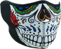 ZAN HEADGEAR Muerte Skull Half Mask WNFM413H – Reversible Water-Resistant Neoprene Face Cover with Sugar Skull Design