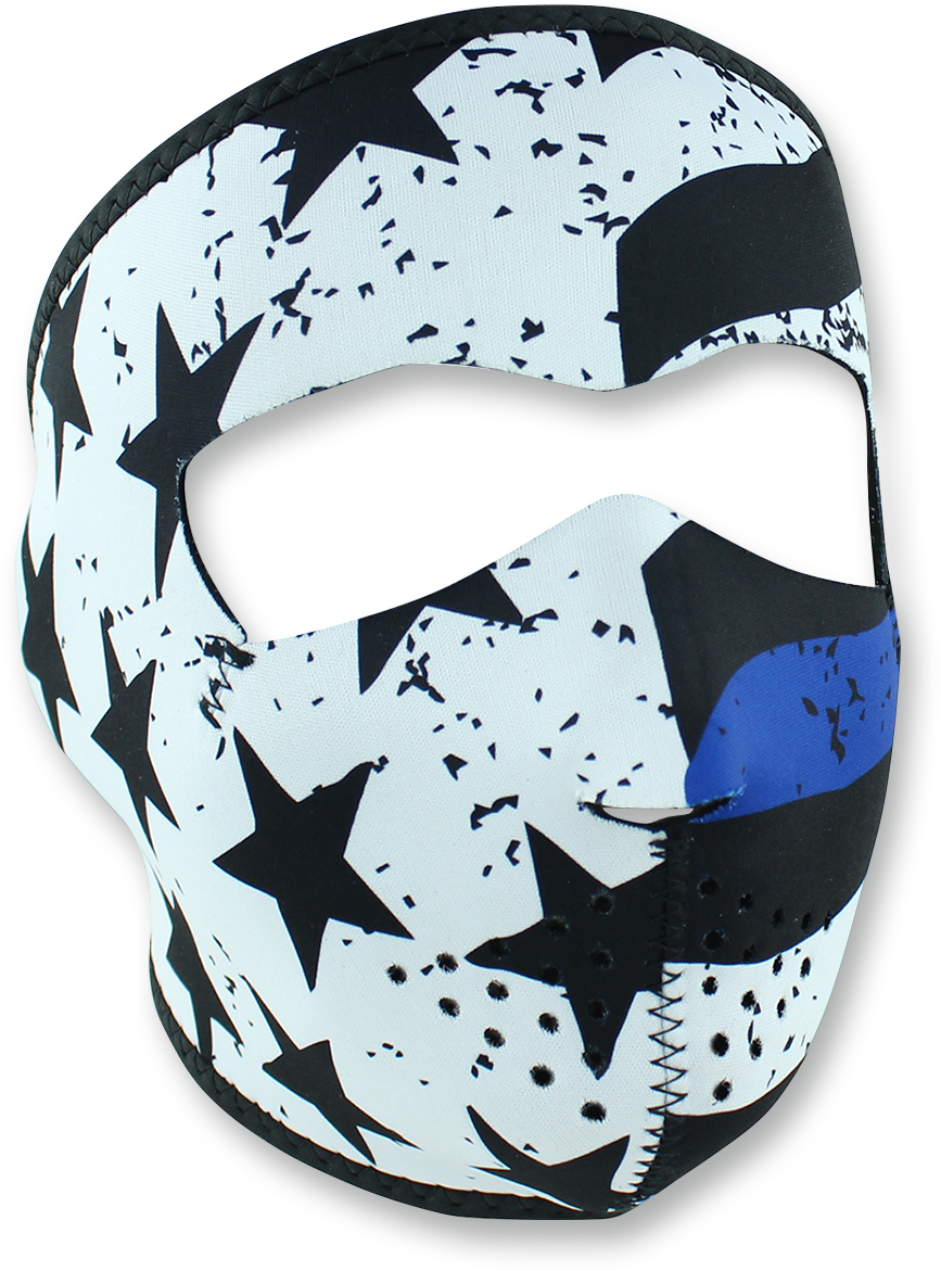 ZAN HEADGEAR Full-Face Mask - Thin Blue Line WNFM119 with Neoprene Fabric and Adjustable Fit