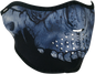 ZAN HEADGEAR Midnight Skull Reversible Face Mask WNFM417H - Water-Resistant Neoprene for Full Coverage and Comfort