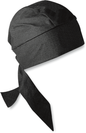 ZAN HEADGEAR Flydanna Deluxe Black ZDX114 – Heavyweight Cotton Twill Headwrap with Long Ties and Sewn-in Terrycloth Sweatband