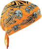 ZAN HEADGEAR Flydanna® Head Wrap Orange Tribal Skull Z669