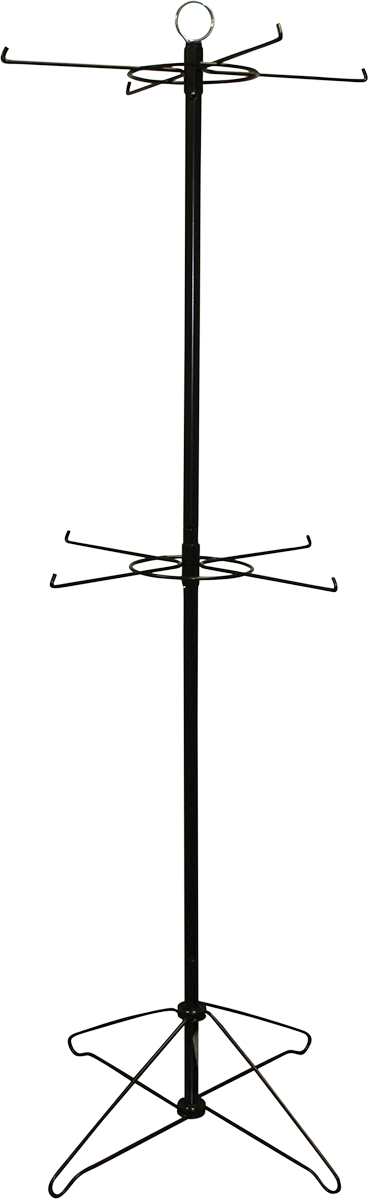 Zan Headgear Display Dispo-Zrack2 with Black Finish - 4.5 Feet Height, Two Spinner Sockets and Sign Holder