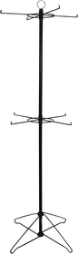 Zan Headgear Display Dispo-Zrack2 with Black Finish - 4.5 Feet Height, Two Spinner Sockets and Sign Holder