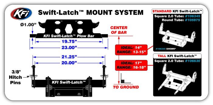 KFI Swift Latch Plow Mount Defender HD11 - Heavy-Duty Snow Plow Accessory