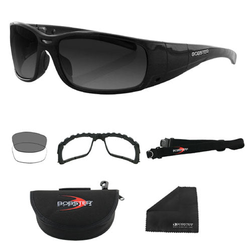 Bobster Gunner Convertible Black Frame Sunglasses with Photochromic and Clear Lenses
