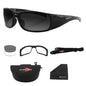 Bobster Gunner Convertible Black Frame Sunglasses with Photochromic and Clear Lenses