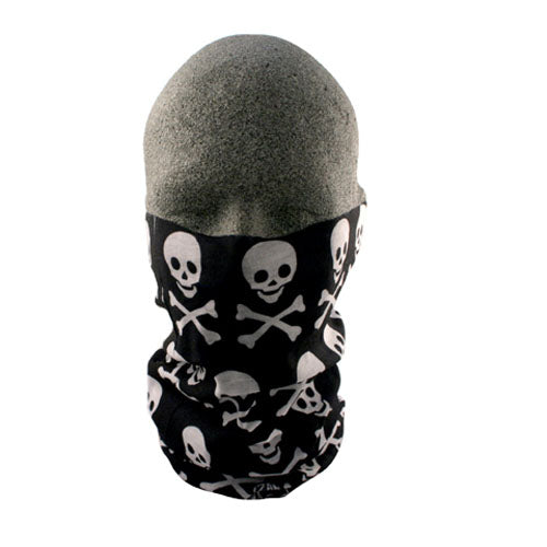 Bobster T113 Motley Tube with Crossbones Design - 100% Polyester Neck Gaiter