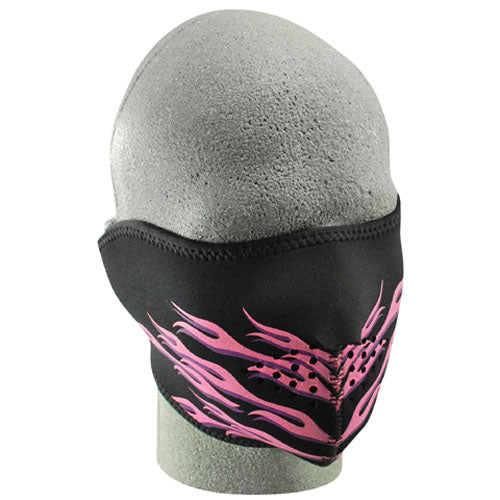 Bobster WNFM054H Neoprene Half Face Mask with Pink Flames Design