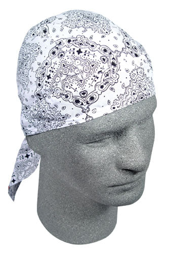 Bobster Z102 Flydanna 100% Cotton White Paisley Head Wrap