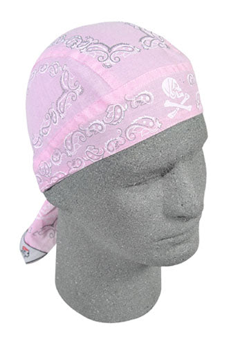 Bobster Z502 Flydanna 100% Cotton Skull Paisley Bandana in Light Pink