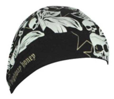 Bobster ZHH18 Flydanna Cotton Highway Honey with Flowers & Skulls