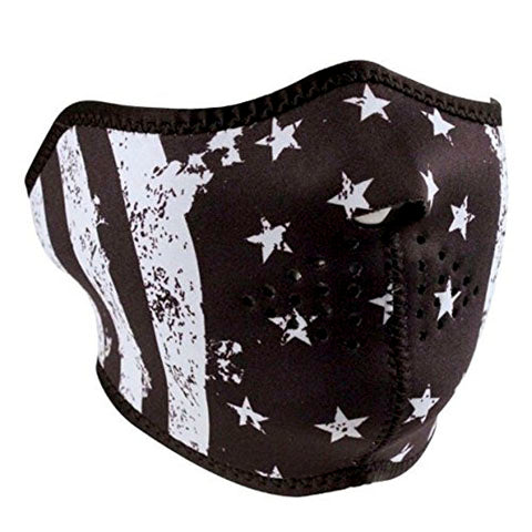 Bobster WNFM091H Neoprene Half Mask with Black & White Flag Design
