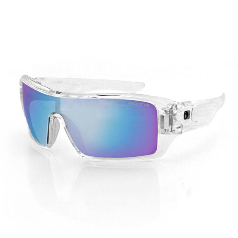 Bobster Paragon Sunglasses, Clear Frame with Anti-Fog Smoked Cyan Mirror