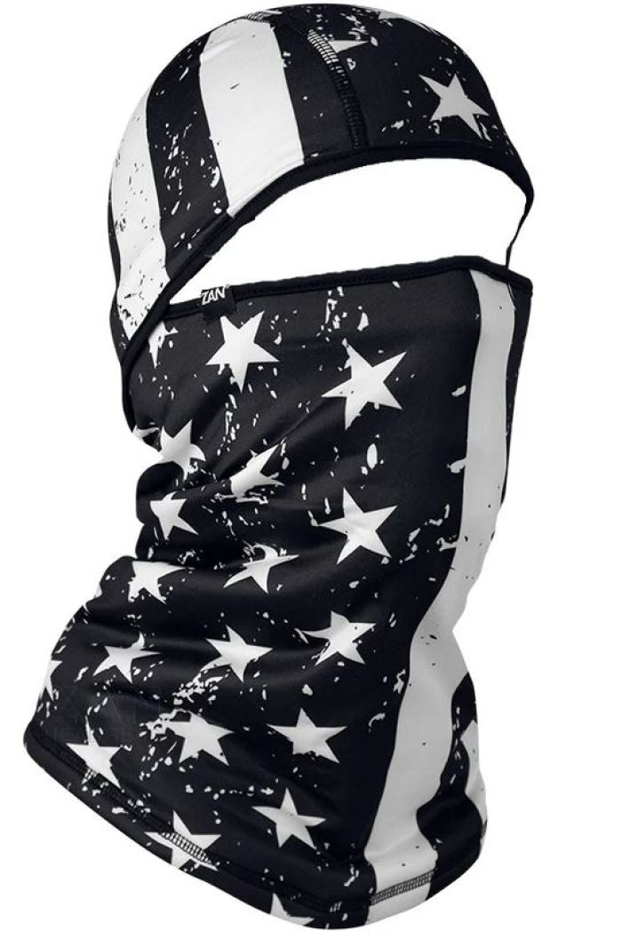 BOBSTER WBSF091 ZAN Convertible Balaclava SportFlex UPF50+ Black & White Flag