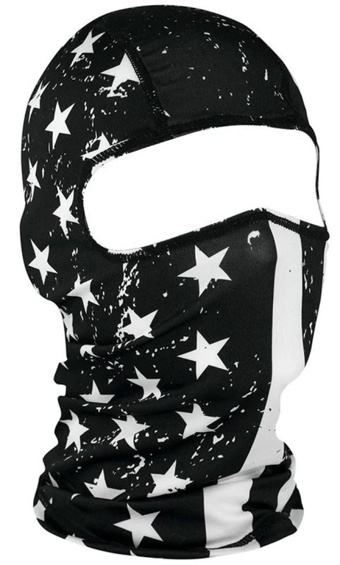 Bobster WBP091 ZAN Polyester Balaclava with Black & White Flag Design