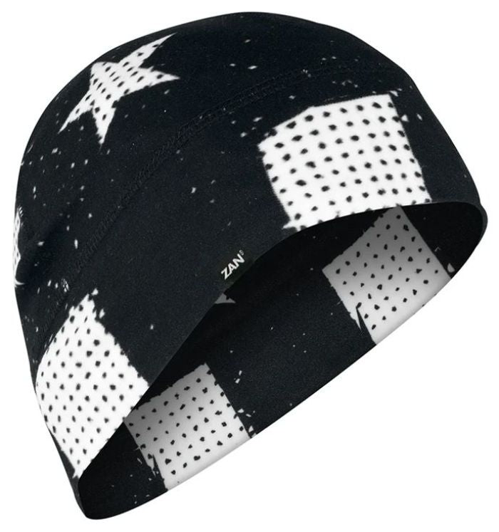 Bobster WHLL091 Zan Helmet Liner / Beanie SportFlex UPF50+ Black & White Flag