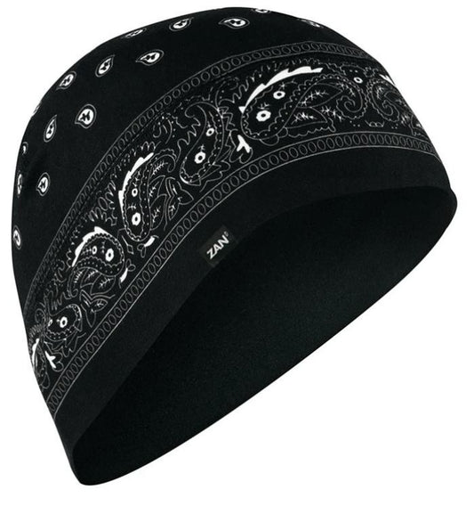 Bobster WHLL101 Zan Helmet Liner / Beanie SportFlex UPF50+ Series in Black Paisley