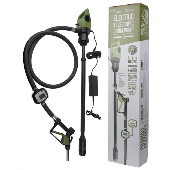 TERAPUMP TREDRUMT-M Metered Electric Drum Pump with Telescopic Design