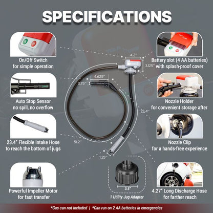 Terapump TRFA01-XL Fuel Transfer Pump Kit with Extended Hoses