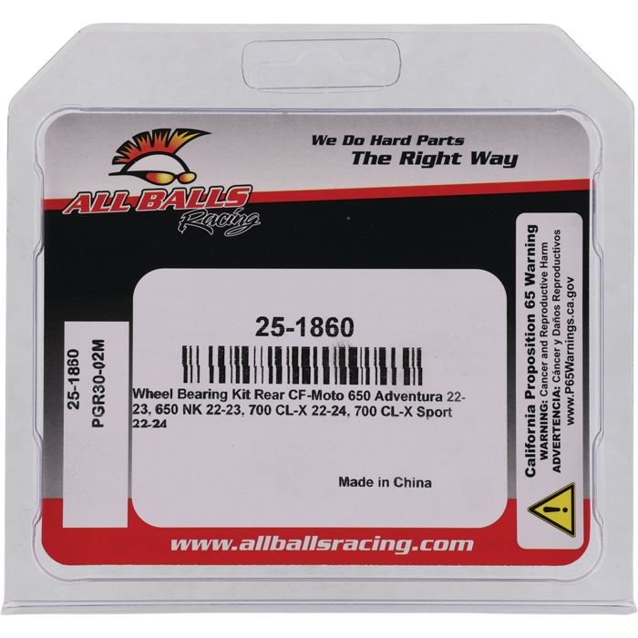 All Balls Racing Wheel Bearing Kit Part 25-1860 for Enhanced Motorcycle Performance
