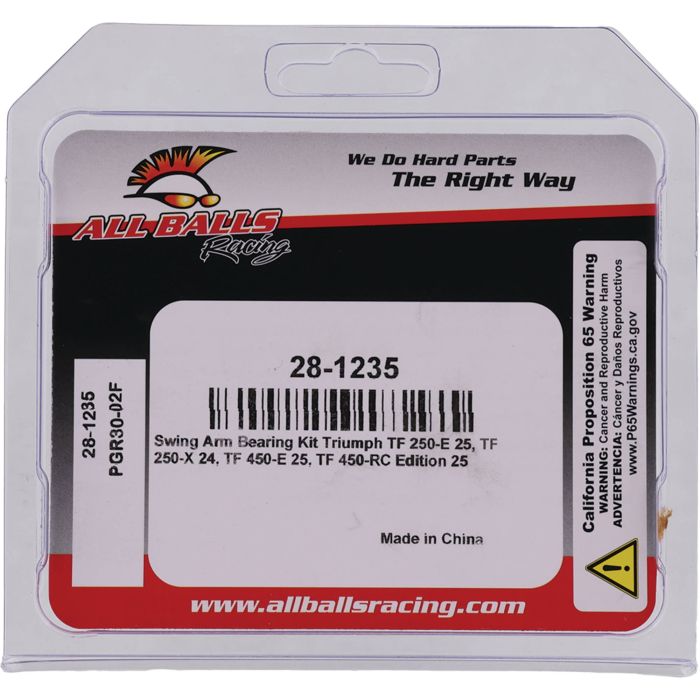 All Balls Racing Swing Arm Bearing Kit (Part Number 28-1235) for Improved Motorcycle Suspension