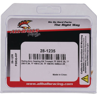 All Balls Racing Swing Arm Bearing Kit (Part Number 28-1235) for Improved Motorcycle Suspension