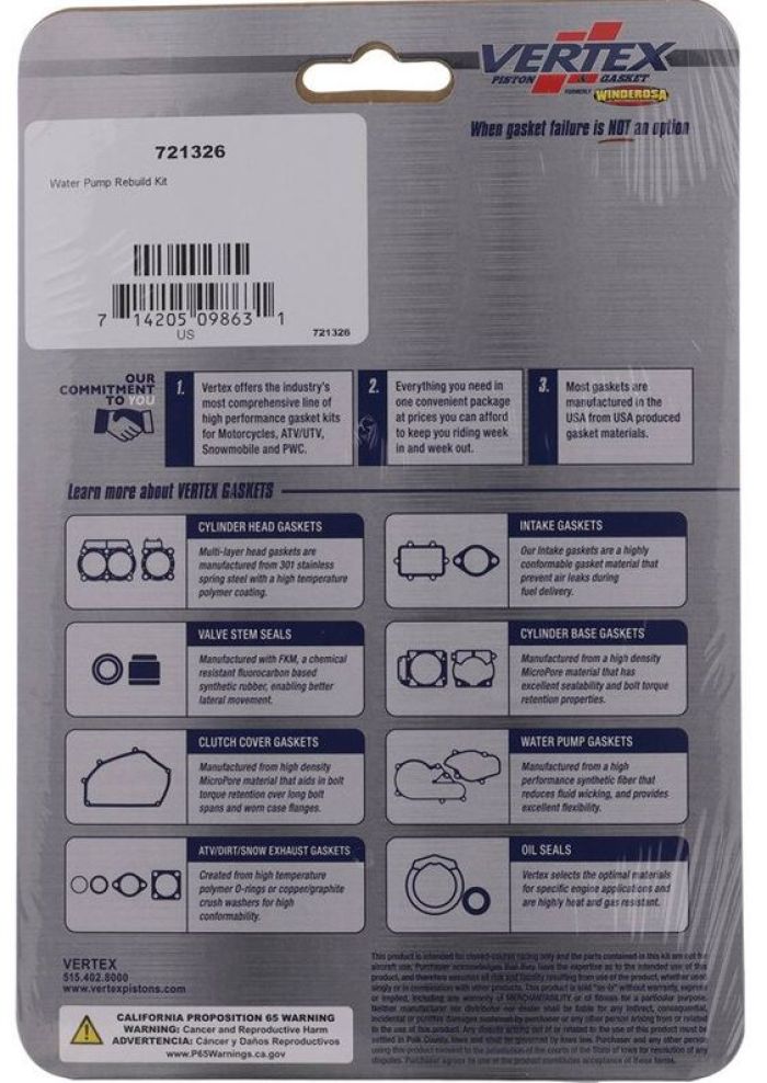 Vertex Water Pump Rebuild Kit 721326 for Efficient Pump Restoration