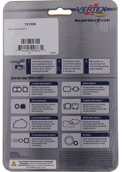 Vertex Water Pump Rebuild Kit 721326 for Efficient Pump Restoration