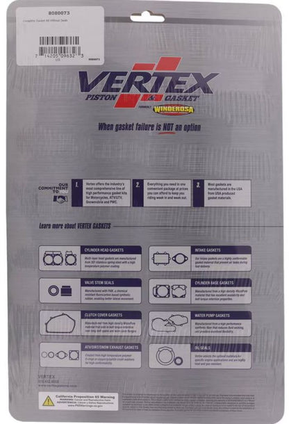 Vertex 8080073 Complete Gasket Kit Without Seals for Automotive Engines