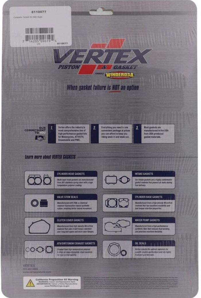 Vertex Complete Gasket Kit with Seals - Part 8110077