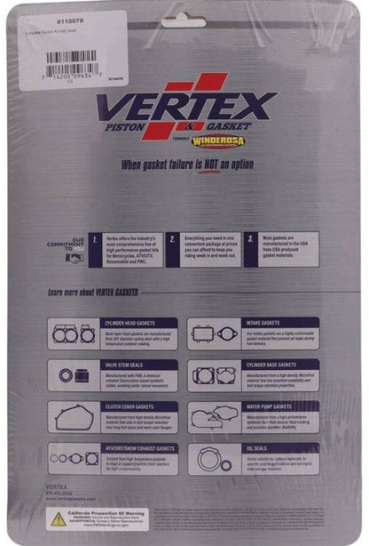 Vertex 8110078 Complete Gasket Kit with Seals for Engine Repairs