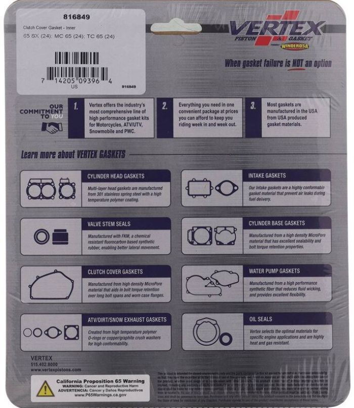 Vertex 816849 Clutch Cover Gasket - Inner for Automotive Repairs