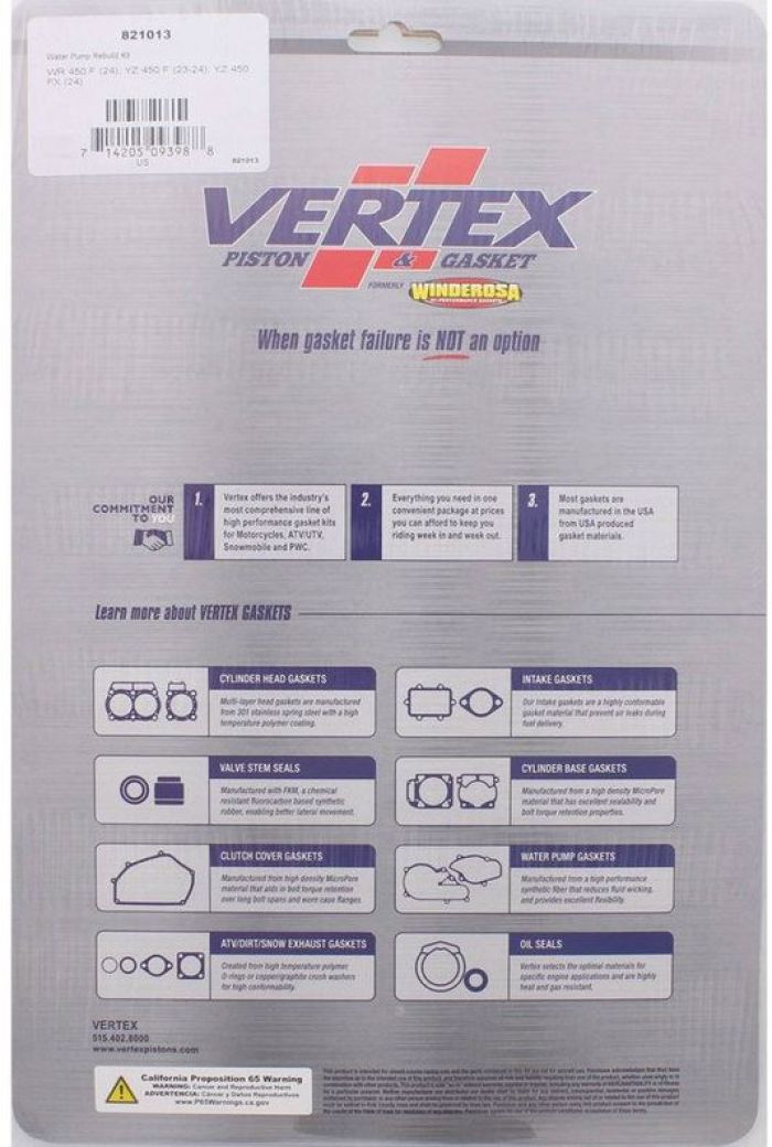 Vertex Water Pump Rebuild Kit Part Number 821013 for Efficient Pump Restoration