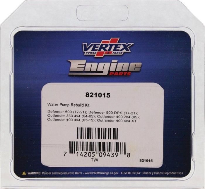 Vertex Water Pump Rebuild Kit - Part Number 821015